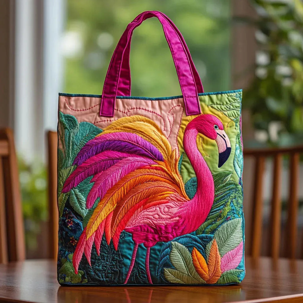 Gun – Bolso tote acolchado hecho a mano con flamenco