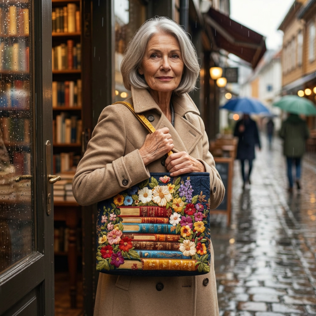 Viveka – Bolso de tela acolchado con flores bordadas
