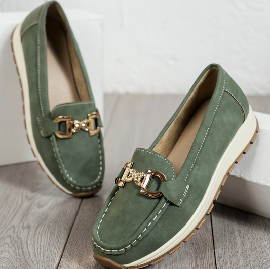 Eloísa | Mocasines verdes con hebilla