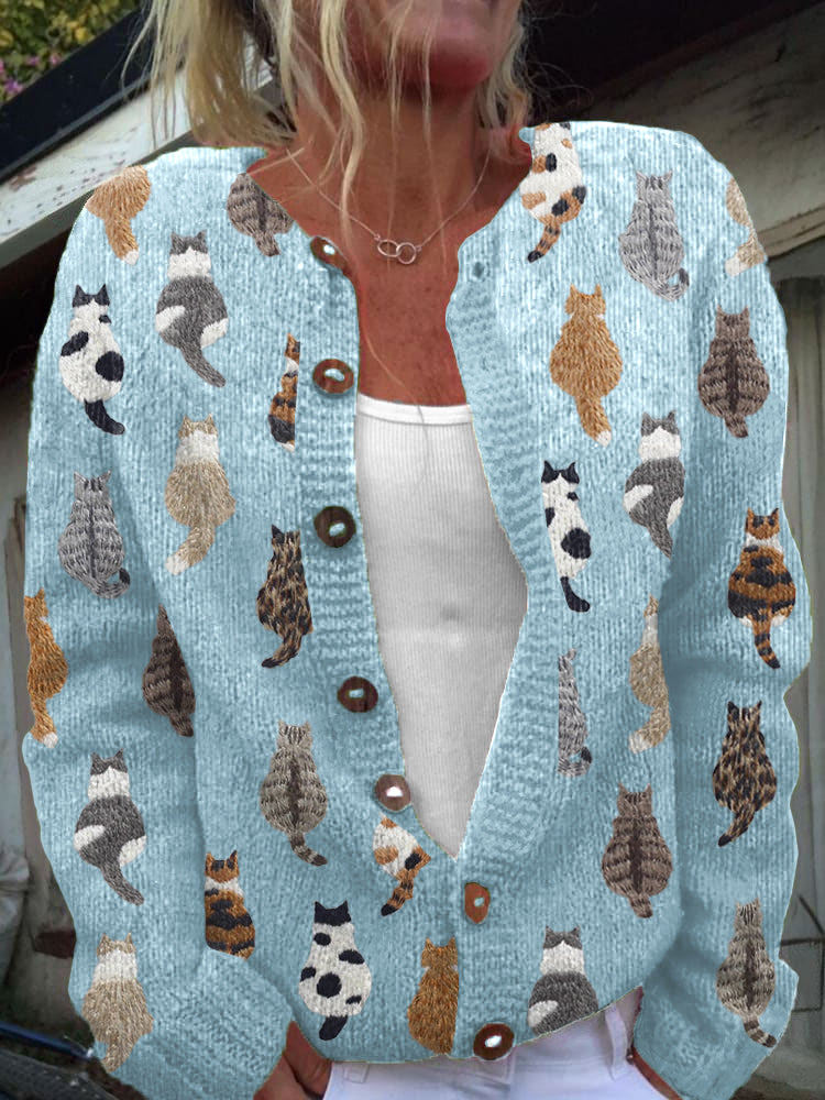 Charlotte™ | Cárdigan acogedor con estampado de gatos