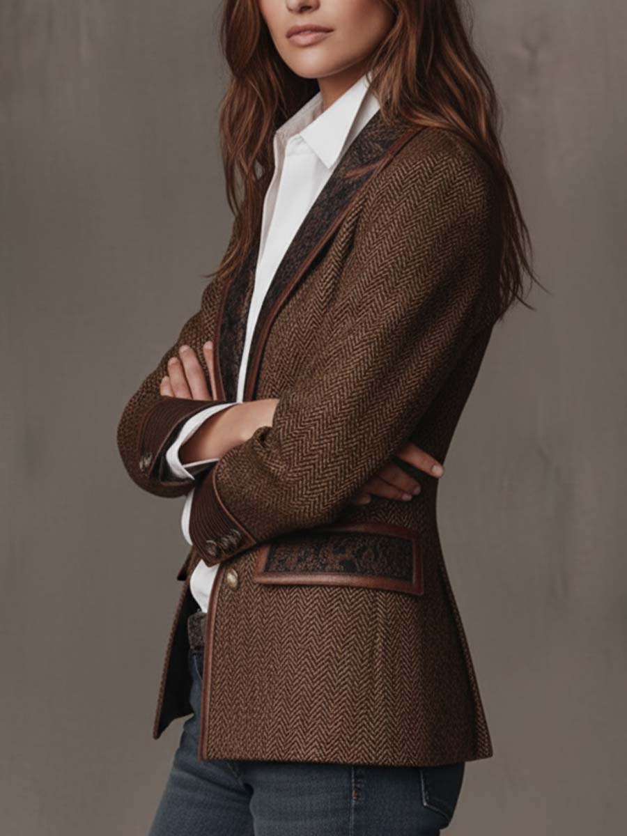 Gisèle | Blazer de Paneles con Estampado de Espiga