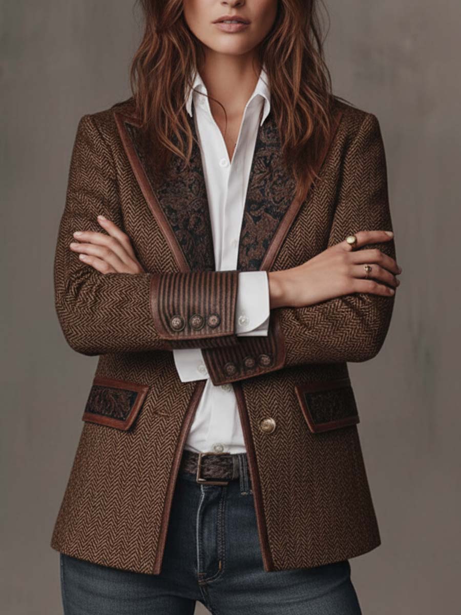 Gisèle | Blazer de Paneles con Estampado de Espiga