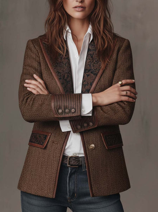 Gisèle | Blazer de Paneles con Estampado de Espiga