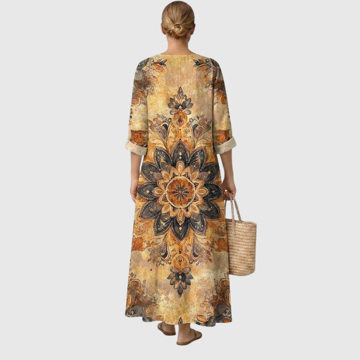 Vestido con estampado floral y elegancia natural Dora