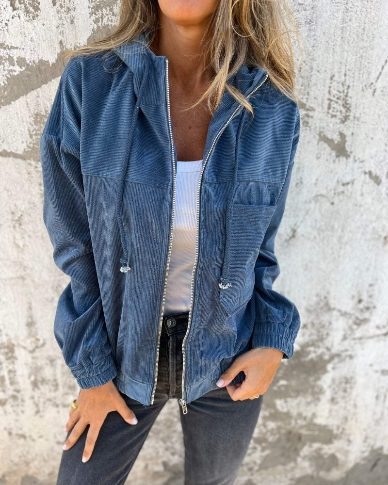 Alma | Chaqueta de pana con capucha y cremallera