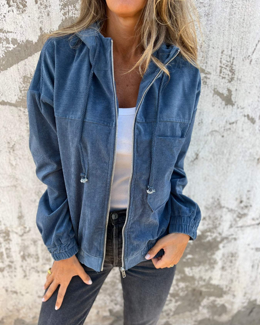 Alma | Chaqueta de pana con capucha y cremallera