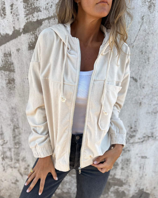 Alma | Chaqueta de pana con capucha y cremallera