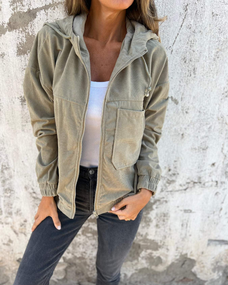 Alma | Chaqueta de pana con capucha y cremallera