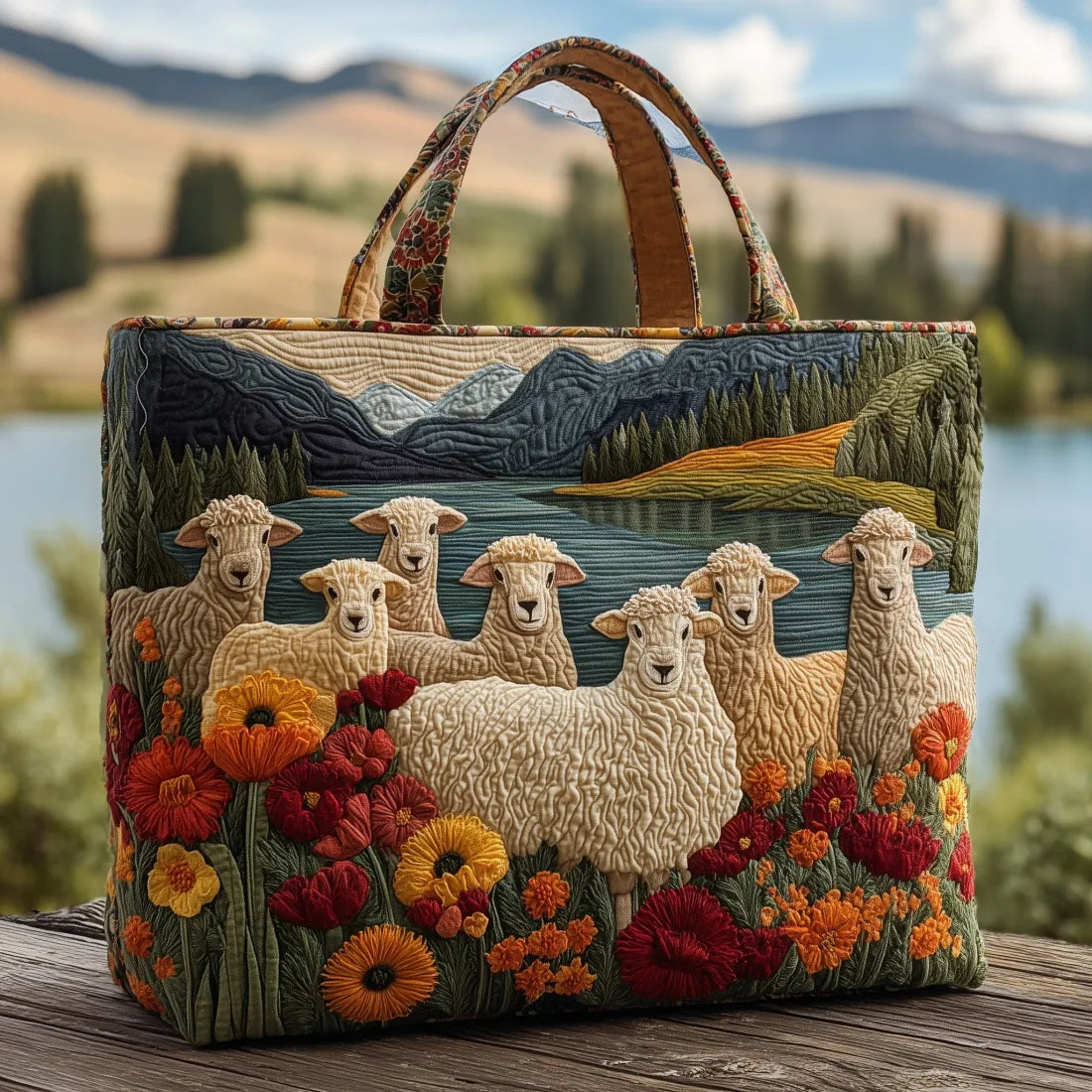 Marta – Bolso tote acolchado con motivo de oveja bordado