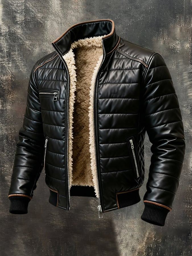Chaqueta de cuello alto y corte refinado