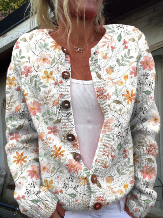 Greta™ | Jersey cárdigan vintage de flores
