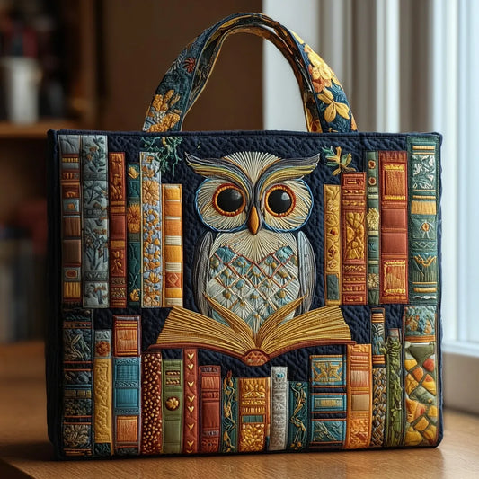 Helena – Bolso tote acolchado a mano con estampado de búho