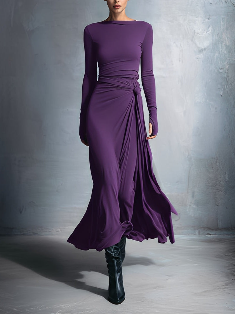 Naomie | Vestido maxi con nudo de seda
