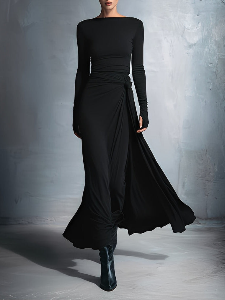 Naomie | Vestido maxi con nudo de seda
