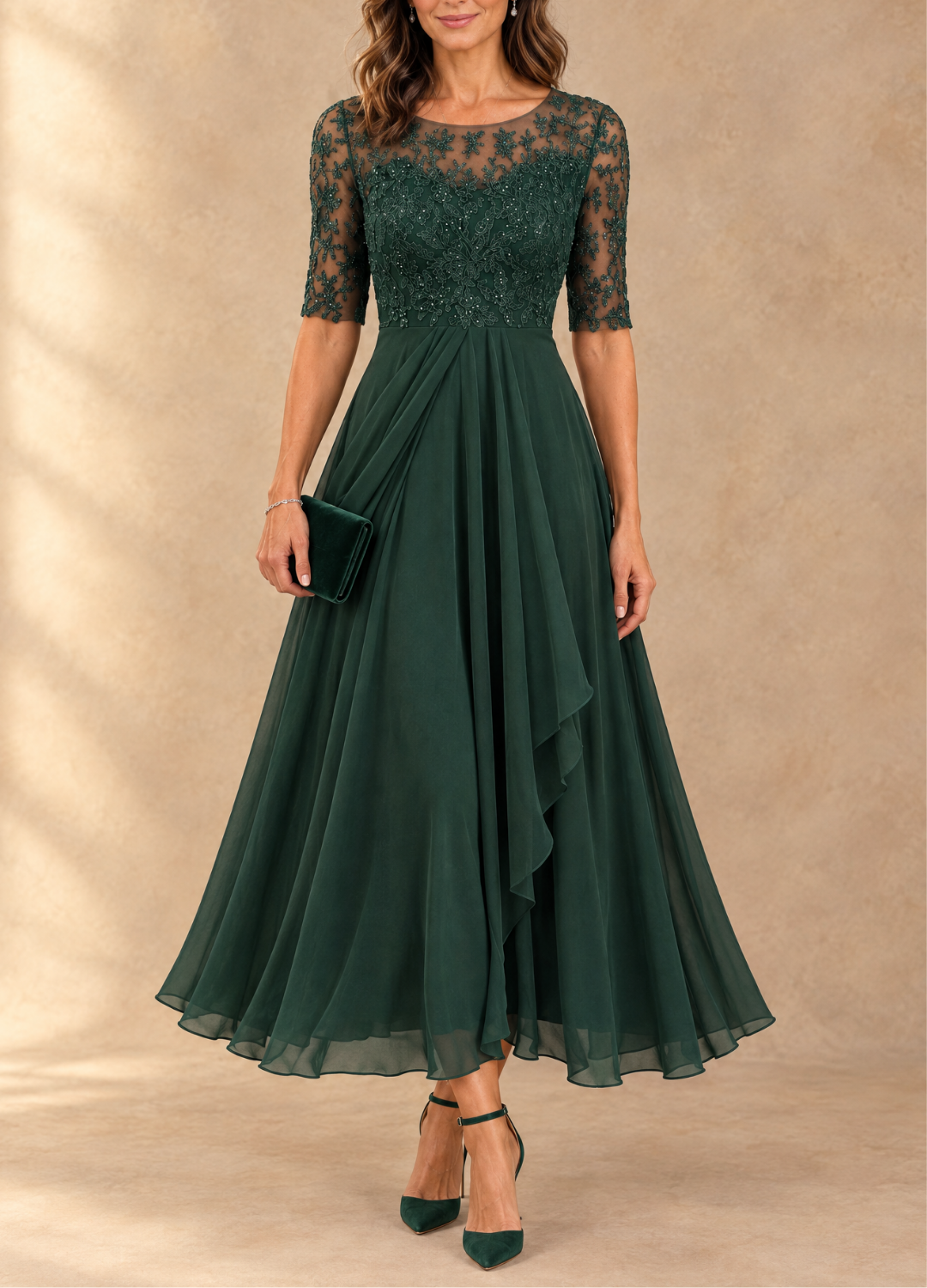 Abella | Vestido de encaje y gasa