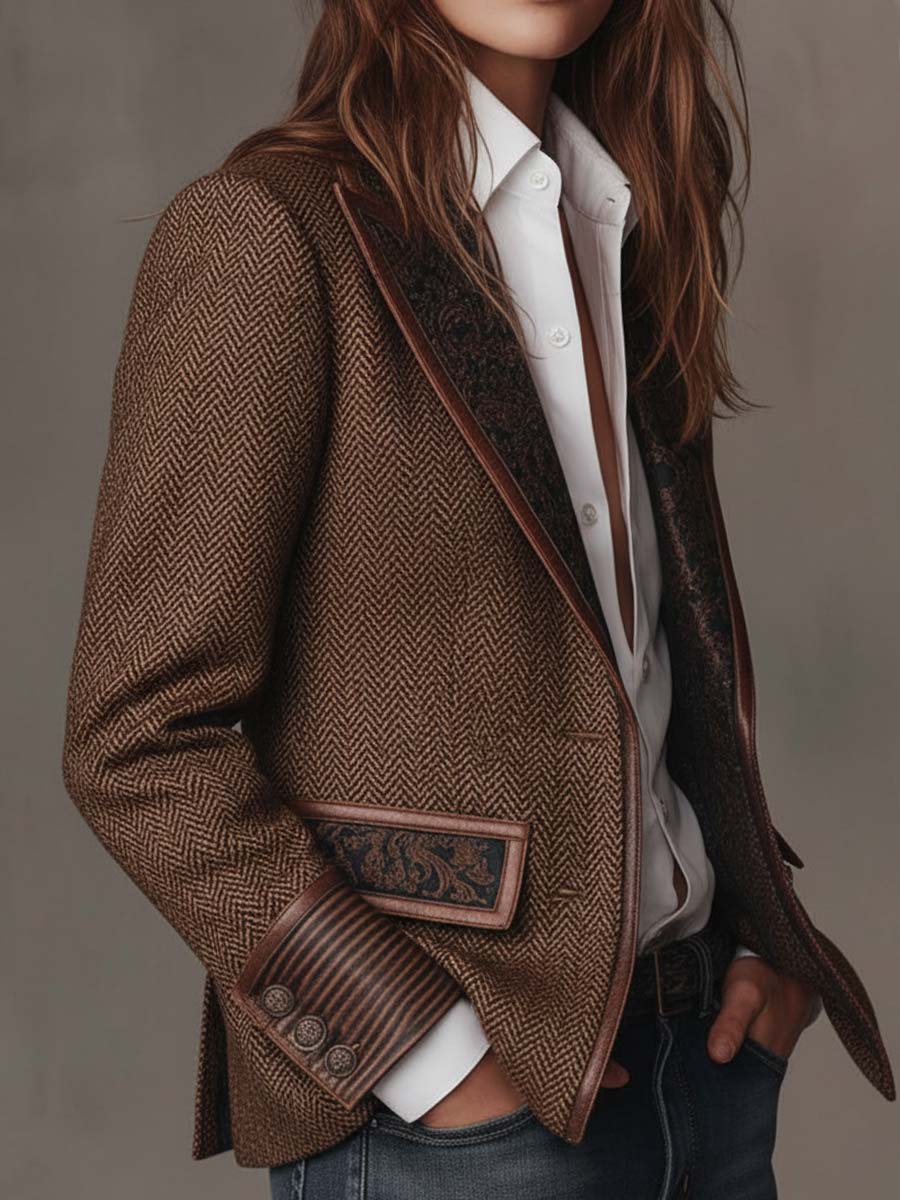 Gisèle | Blazer de Paneles con Estampado de Espiga