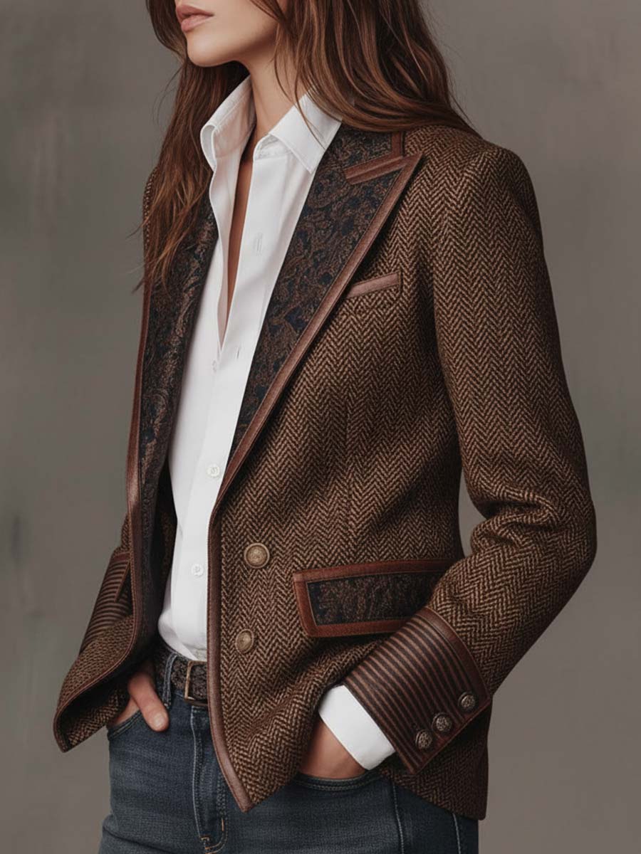 Gisèle | Blazer de Paneles con Estampado de Espiga
