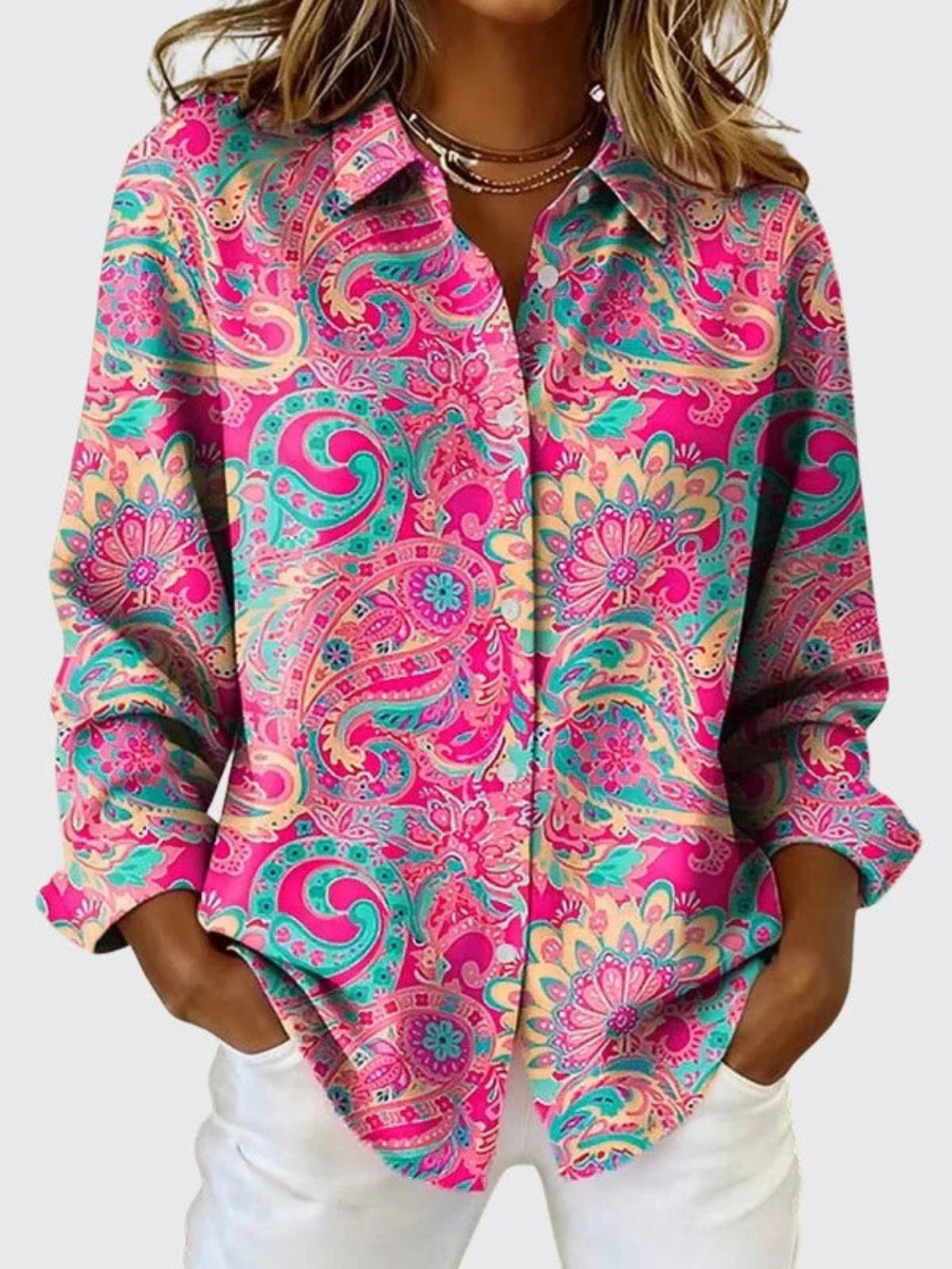 Joanna™ | Blusa con botones y estampado de cachemir