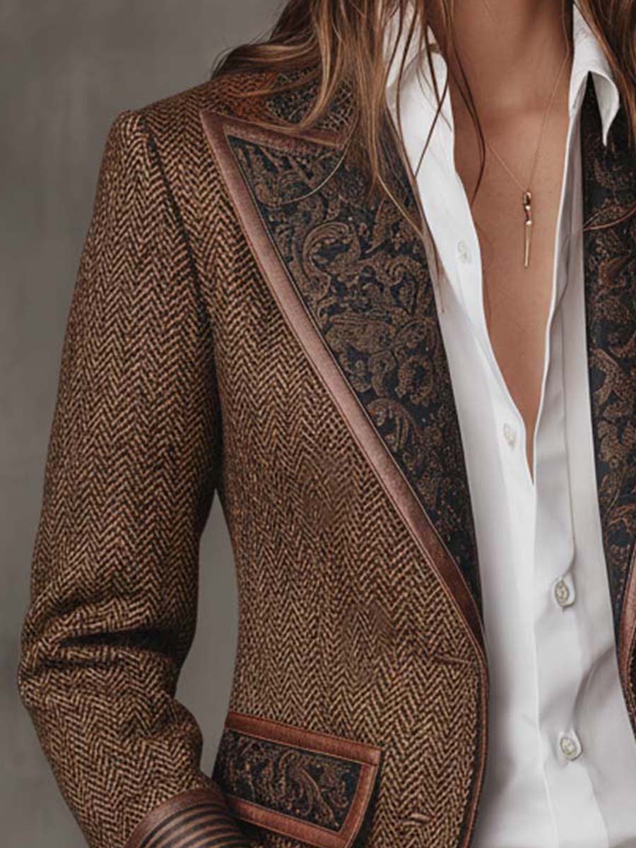 Gisèle | Blazer de Paneles con Estampado de Espiga