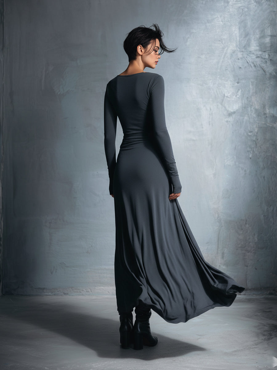 Naomie | Vestido maxi con nudo de seda