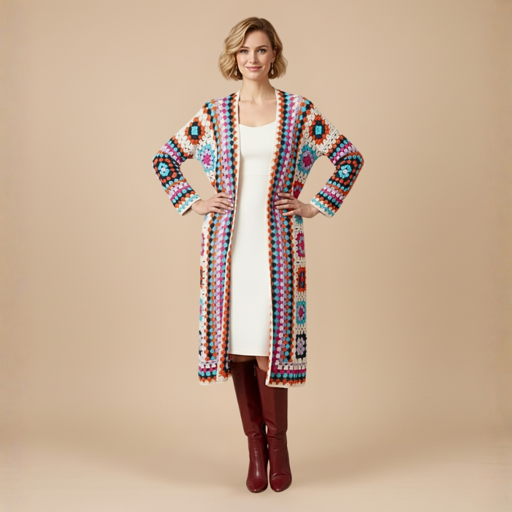 Cárdigan largo bohemio para mujer