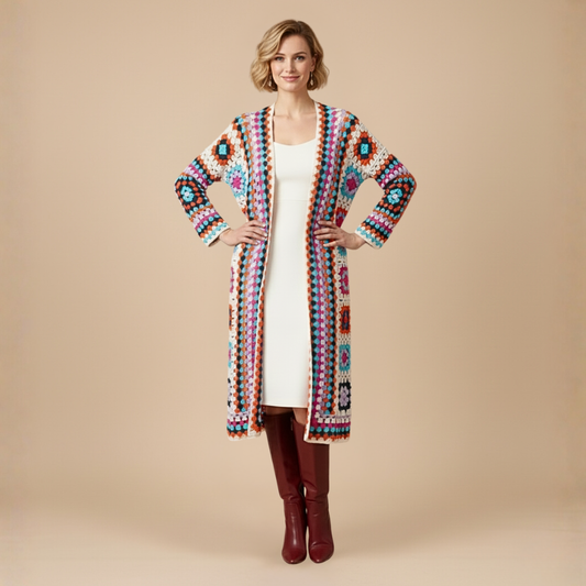 Cárdigan largo bohemio para mujer