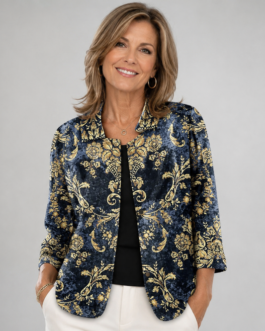 Suzanne | Chaqueta abierta con estampado ornamental