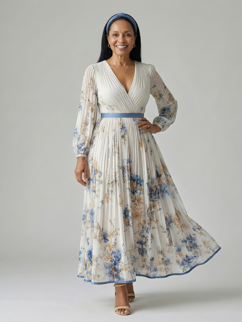 Rielle | Vestido midi cruzado plisado