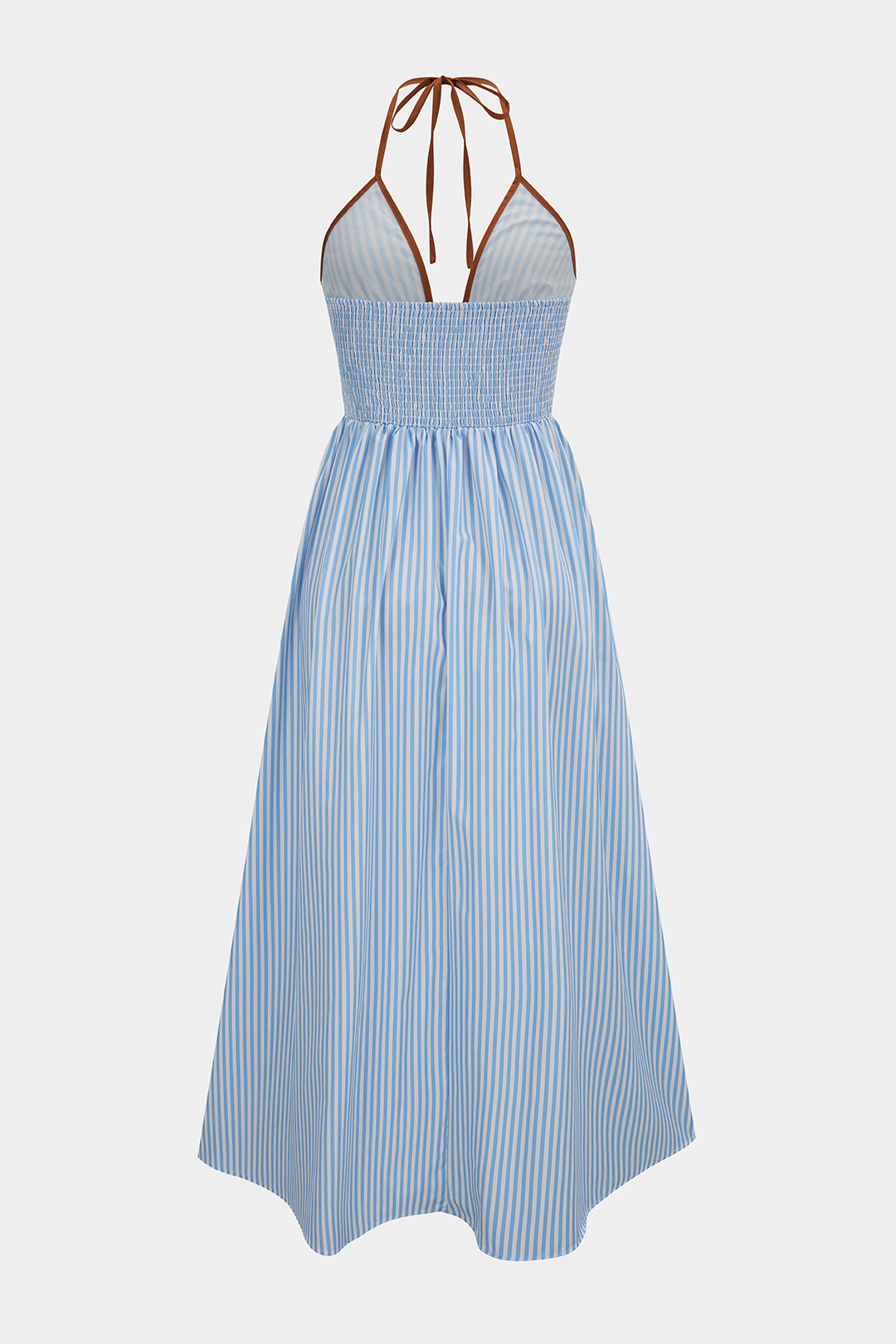 Luna - Vestido maxi halter de rayas primaverales