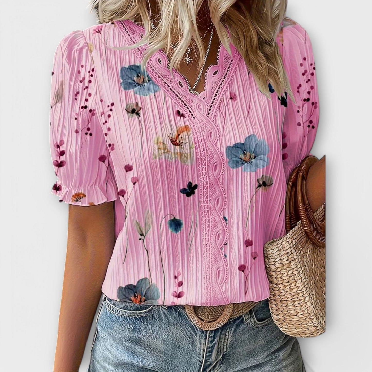 Emily - Blusa de moda con escote en V