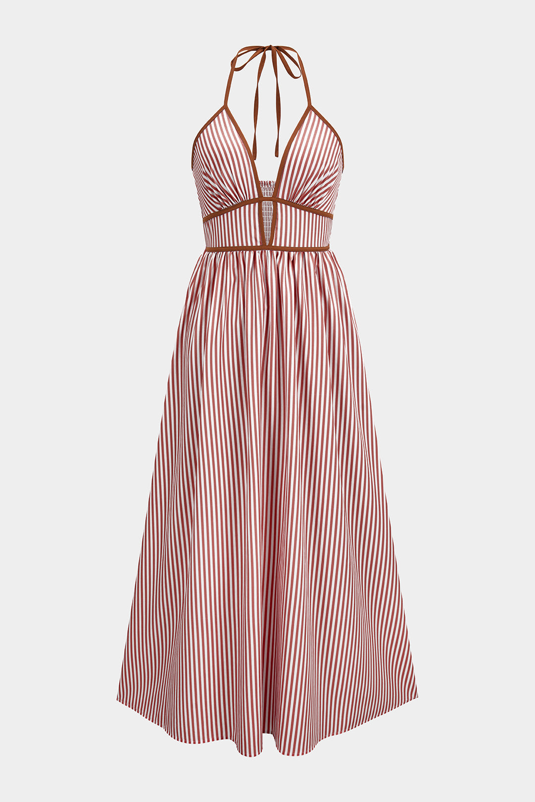 Luna - Vestido maxi halter de rayas primaverales