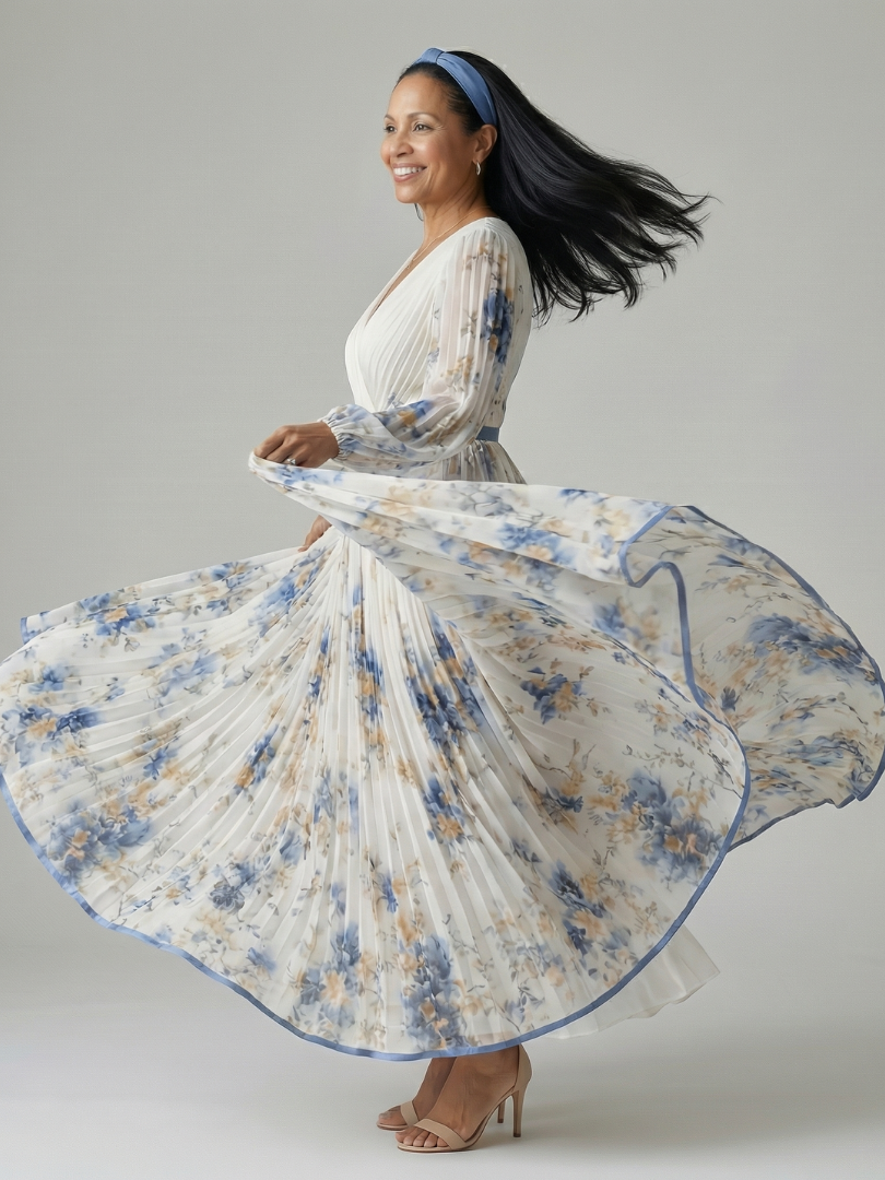 Rielle | Vestido midi cruzado plisado