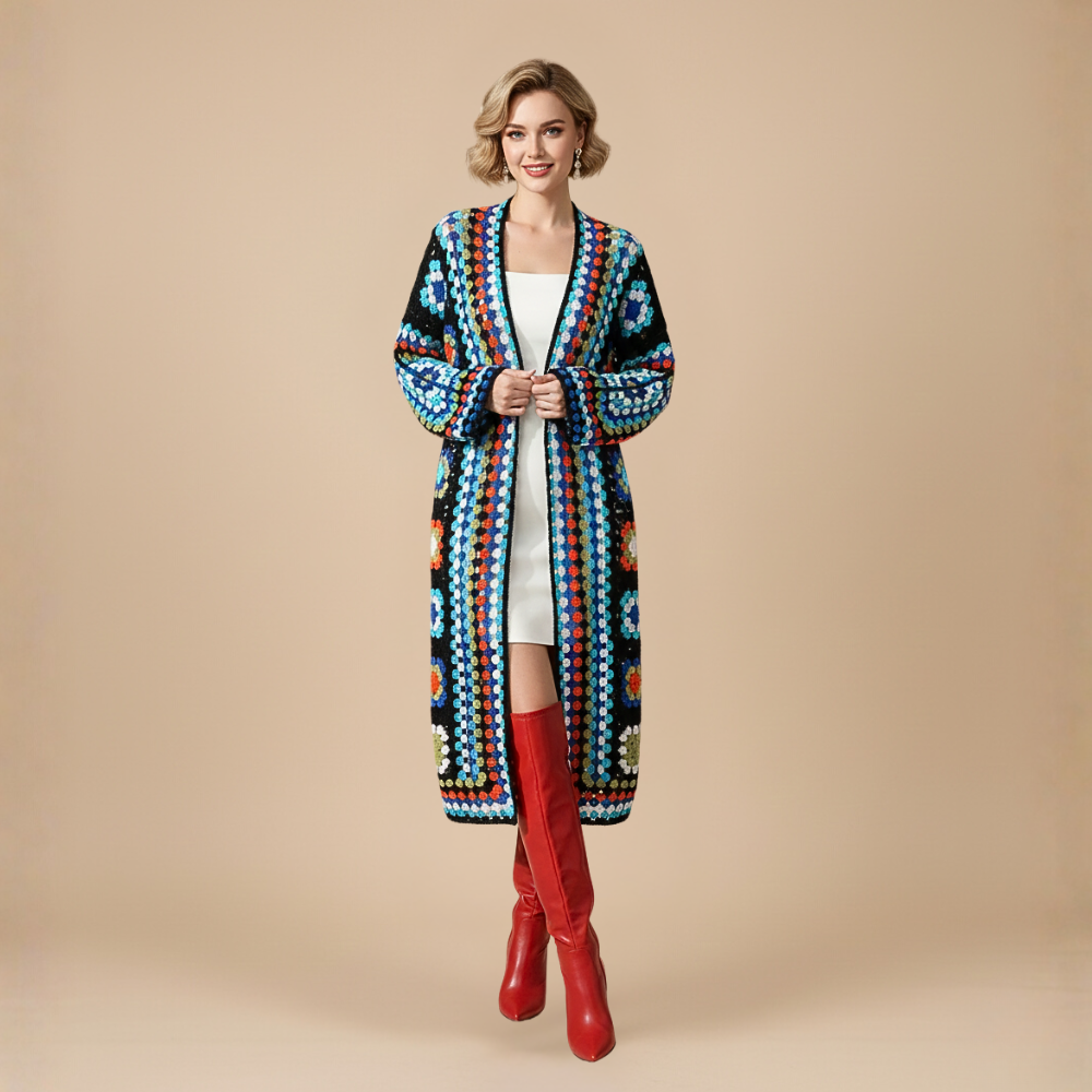 Cárdigan largo bohemio para mujer