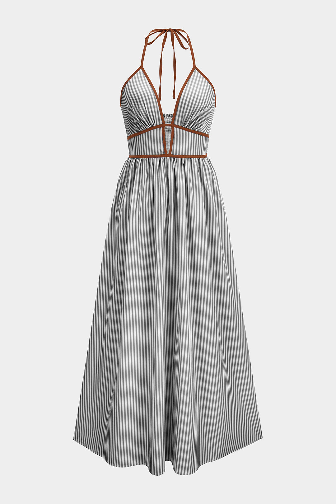 Luna - Vestido maxi halter de rayas primaverales