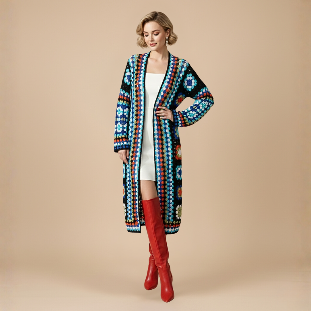 Cárdigan largo bohemio para mujer