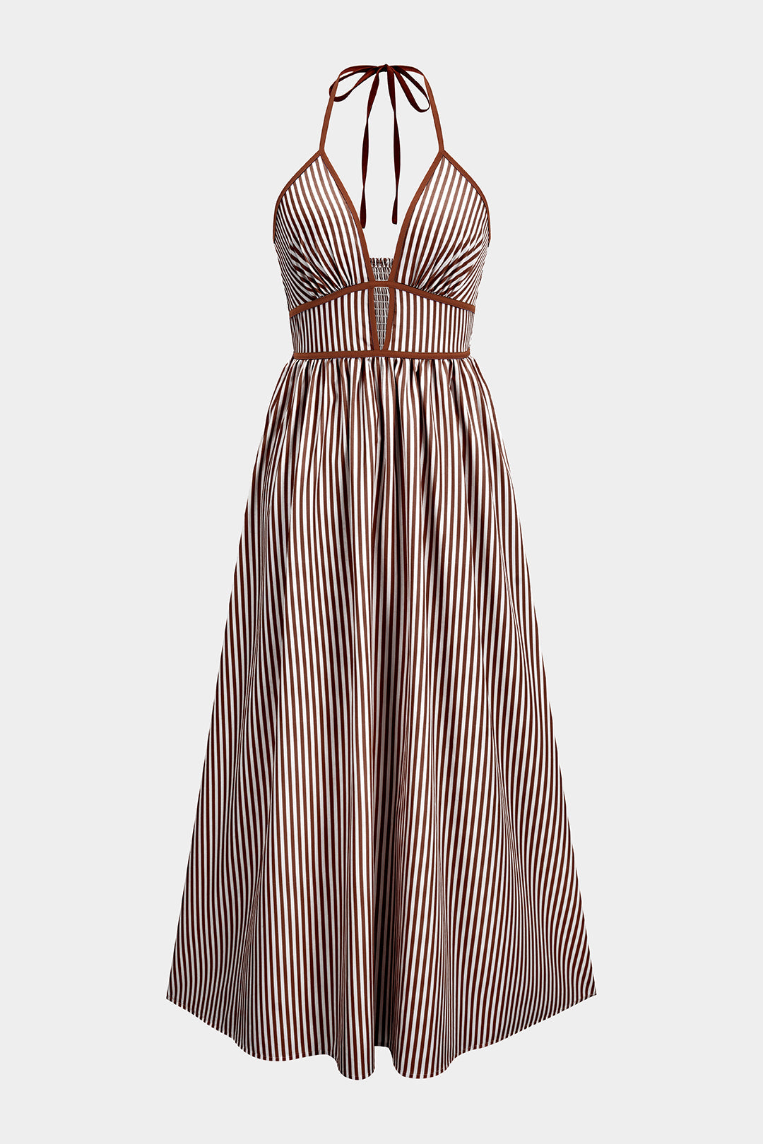 Luna - Vestido maxi halter de rayas primaverales