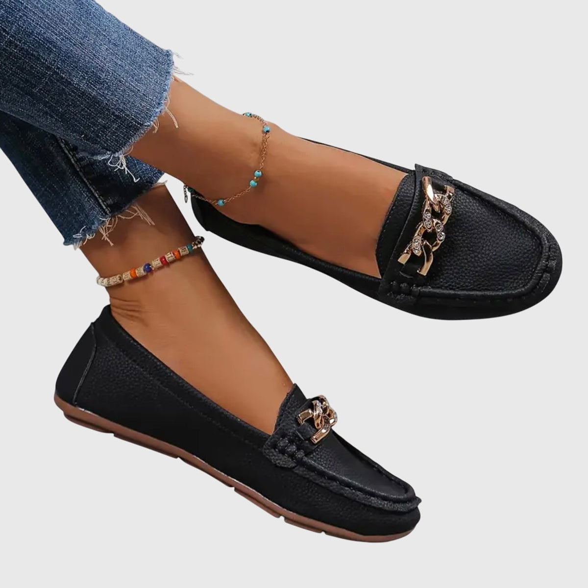 Edurne | Mocasines planos con hebilla de diamantes
