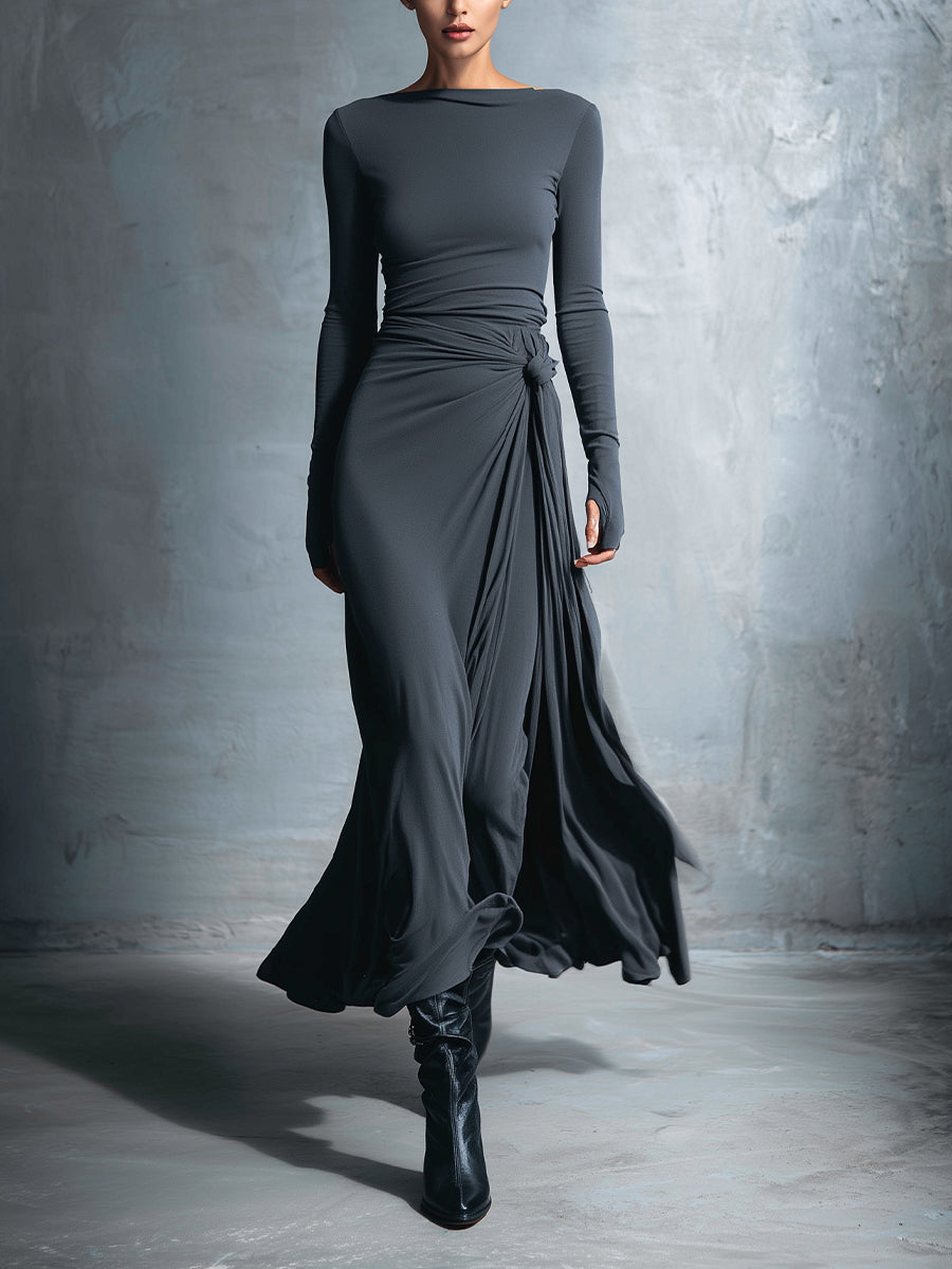 Naomie | Vestido maxi con nudo de seda