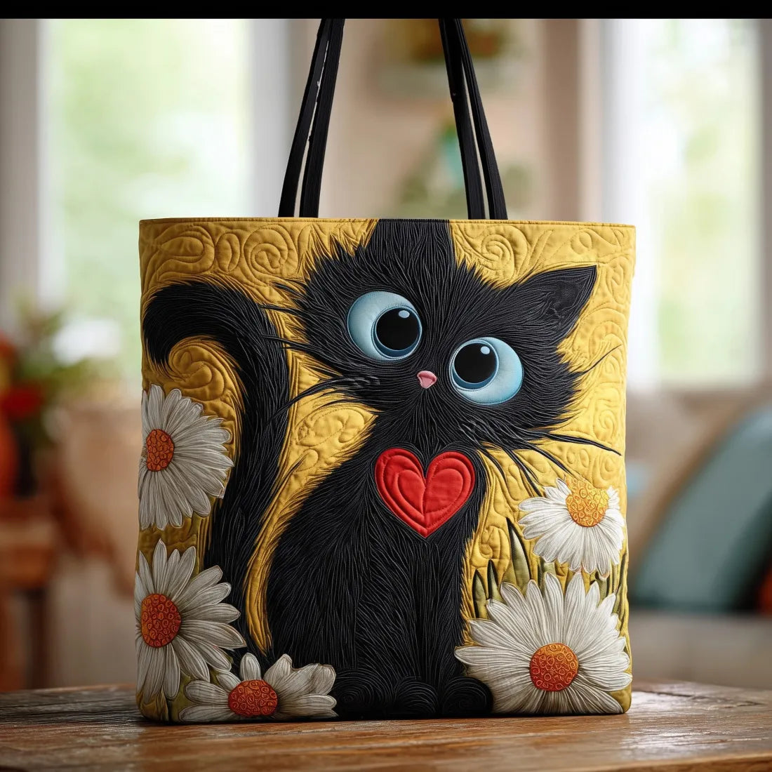 Charlotta – Bolso tote acolchado con estampado de gato