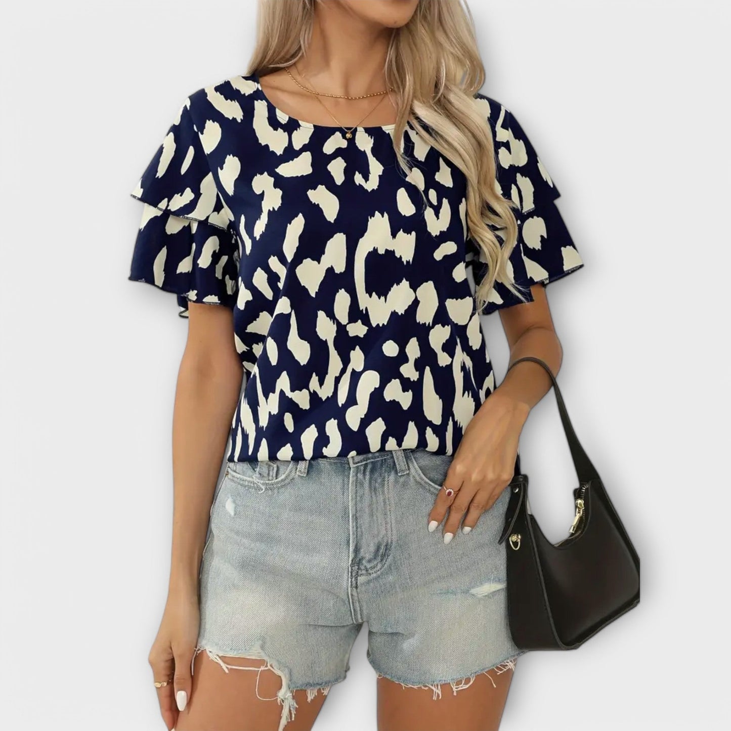 Evelyn - Blusa casual con escote redondo
