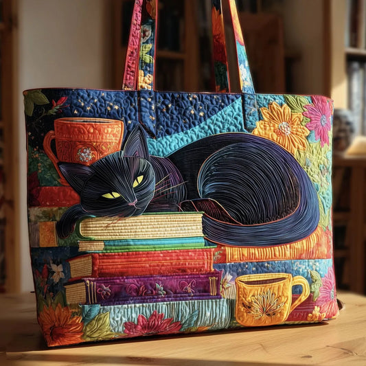 Magdalena – Bolso tote acolchado con estampado de gato