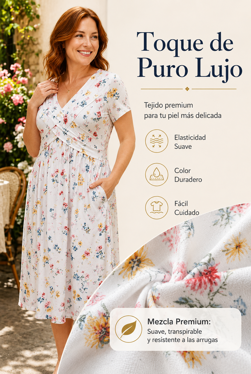 Vestido Lía – Floral con Escote V y Cintura Cruzada