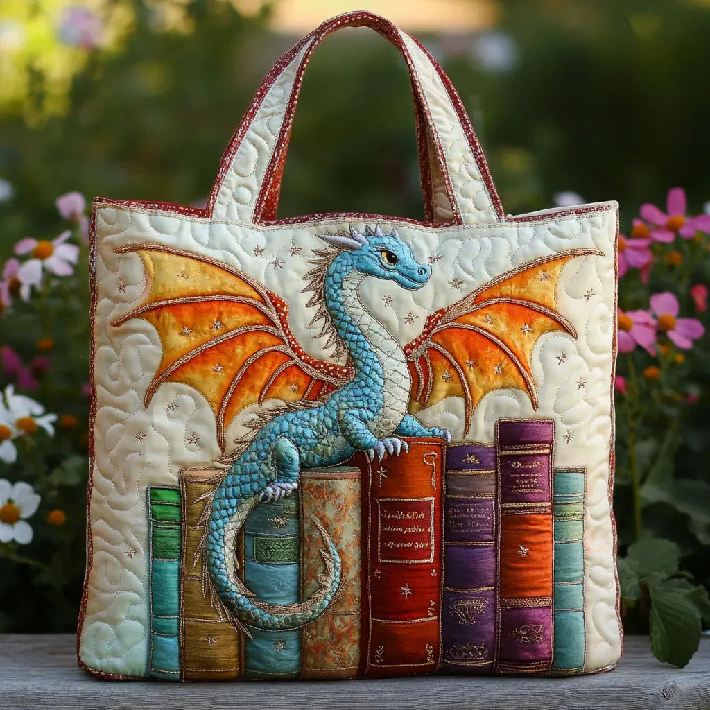 Elisabet – Bolso de tela acolchado con motivo de dragón