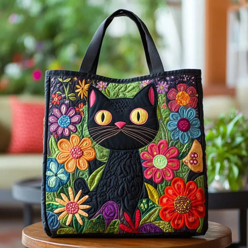 Cecilia – Bolso tote acolchado con estampado de gato