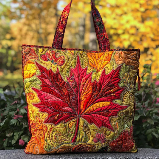 Linn – Bolso de tela acolchado con estampado de hojas