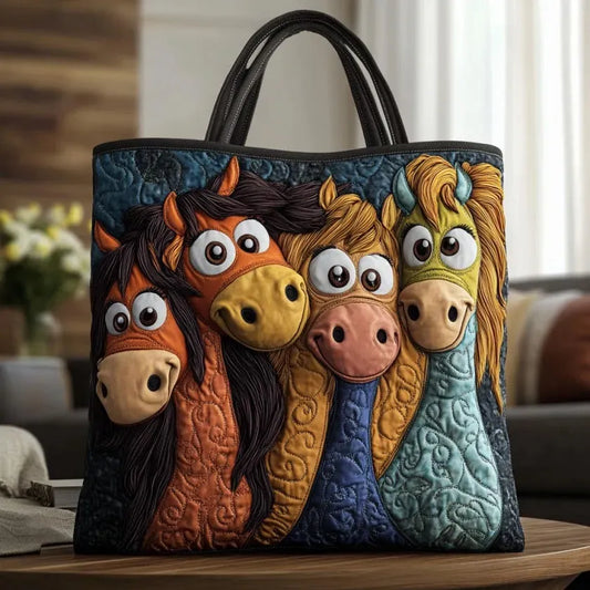 Jenny – Bolso tote acolchado con estampado de caballos