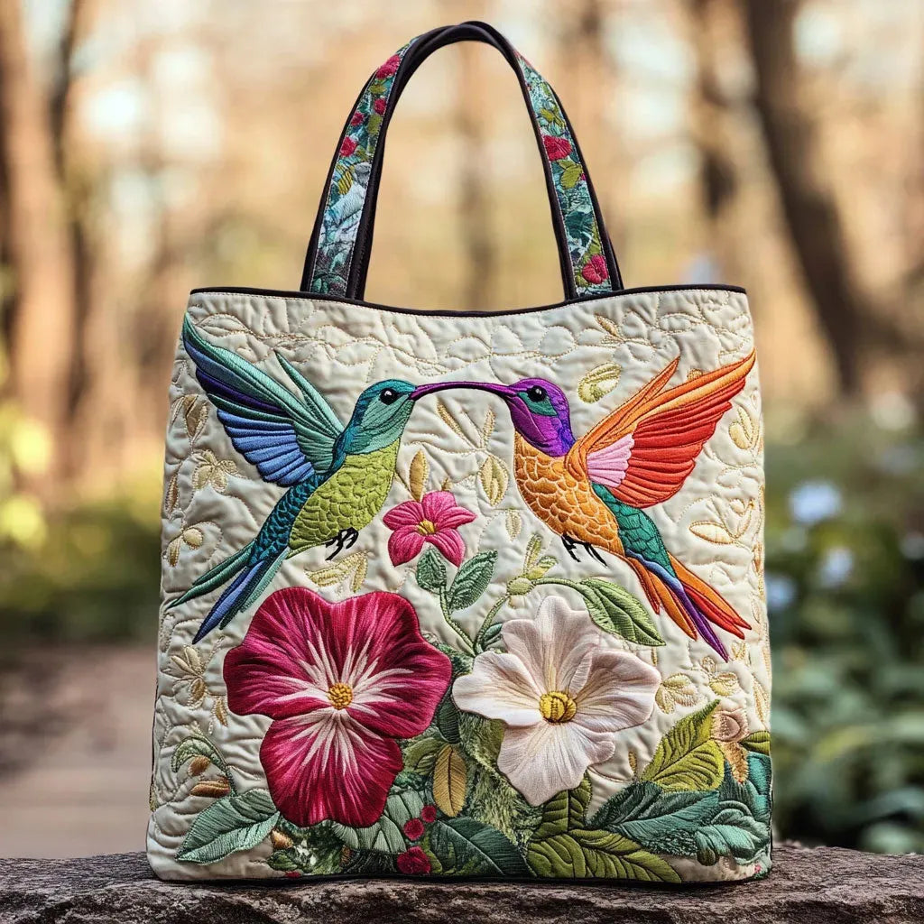 Hedvig – Bolso tote acolchado con motivo de colibrí
