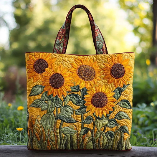 Asta – Bolso tote acolchado con estampado de girasoles