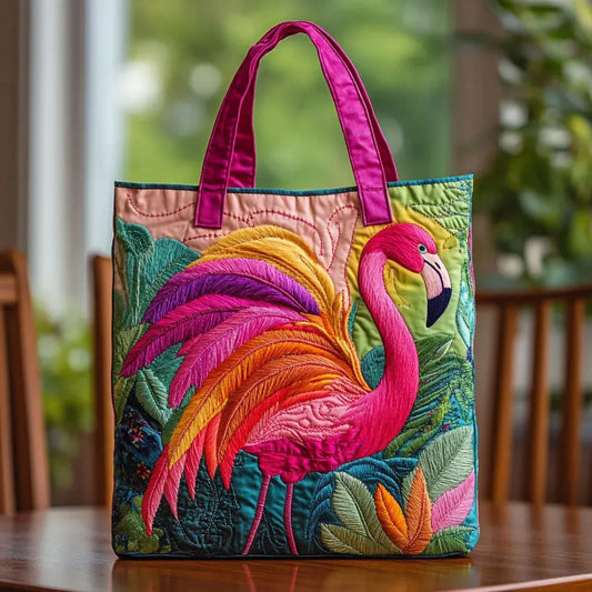 Gun – Bolso tote acolchado hecho a mano con flamenco