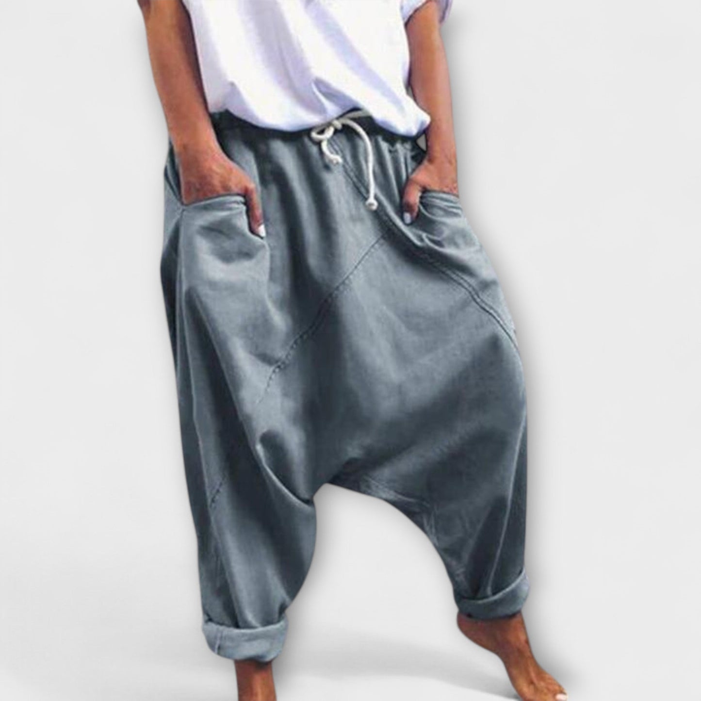 Hara - Pantalones harem sueltos con cordón